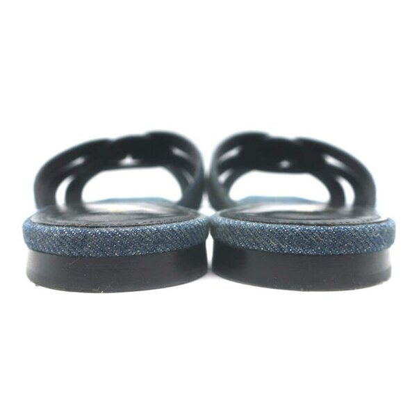 Saint Laurent Denim Tribute Flat Sandals Blue Size 39 Open Toe Mules - Picture 7 of 10